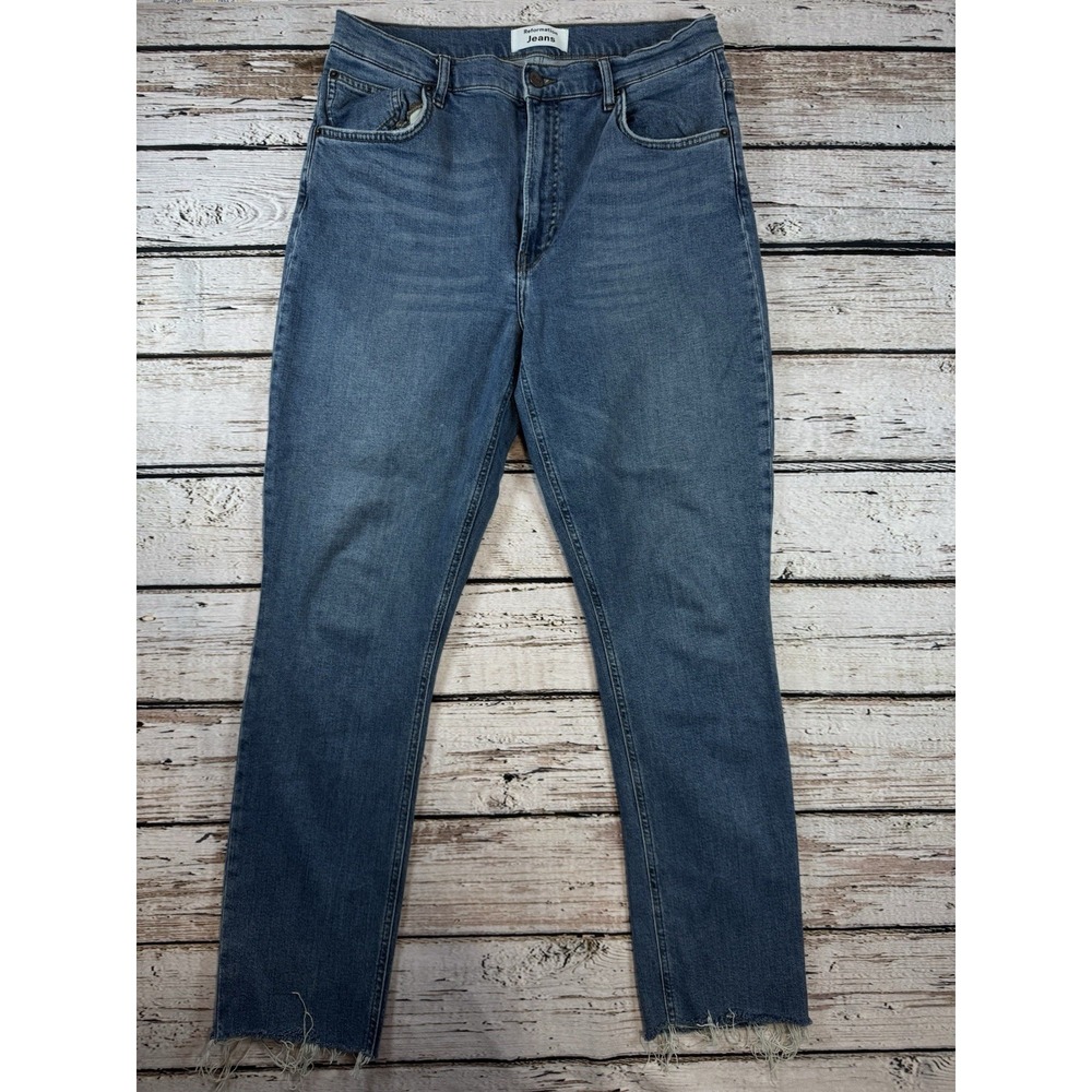 Reformation Women's High and Skinny Jean Size 31 Stretch Denim Raw‎ Hem
